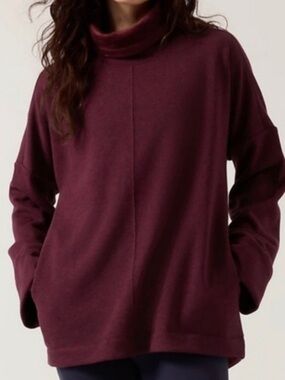 Athleta Cozy Karma Funnel Neck Sweatshirt In Spiced Cabernet Heather